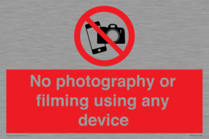 No photography or filming using any device